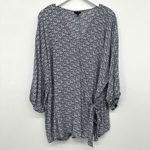 Talbots Tunic Top Shirt Size 3X Blue Wrap‎ Front 3/4 Dolman Sleeve V Neck Blouse
